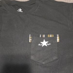 Converse Black Tee with Plaid Pocket